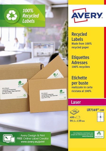 ETIKET AVERY LR7169-100 99.1X139