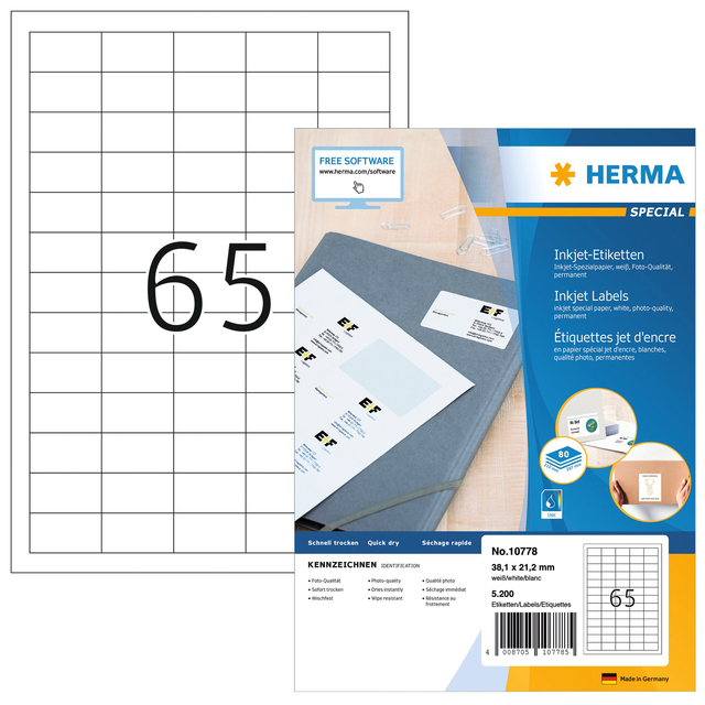 ETIKET HERMA 10778 38.1X21.2MM WIT