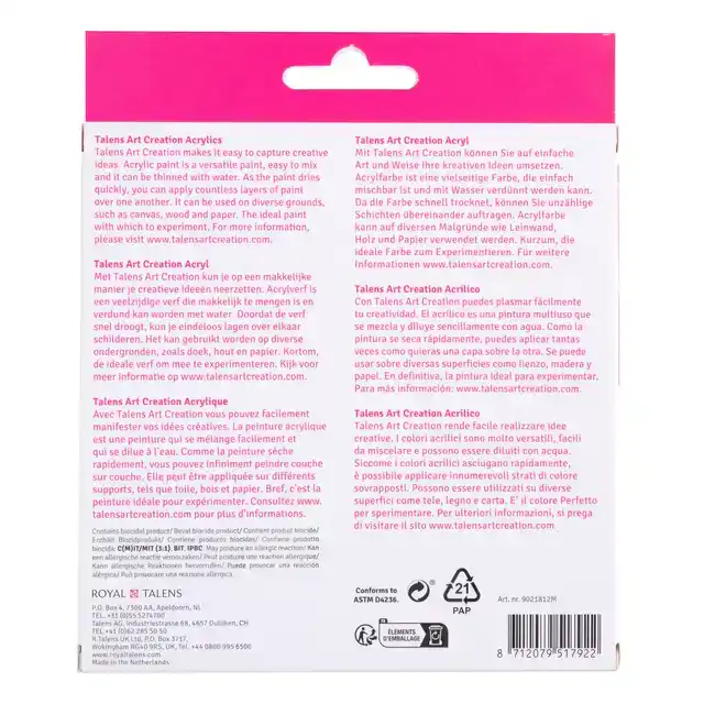 ACRYLVERF TAC 12ML SET 12 KLEUREN