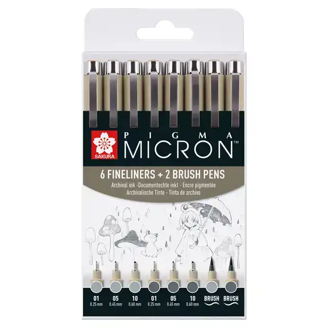 SAKURA PIGMA MICRON FINELINER SET 8