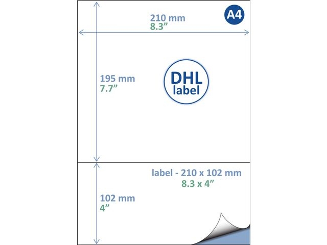 LABEL DHL IEZZY A4 1.000 210X102MM