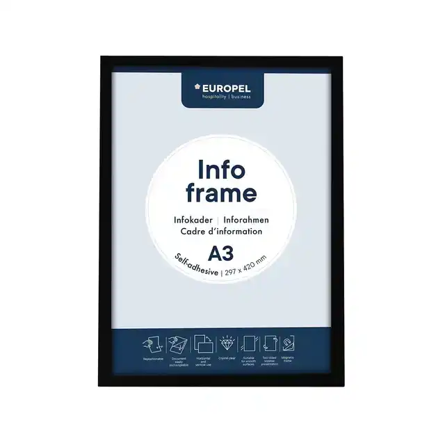 INFOKADER EUROPEL ZELFKLEVEND A3 ZWART