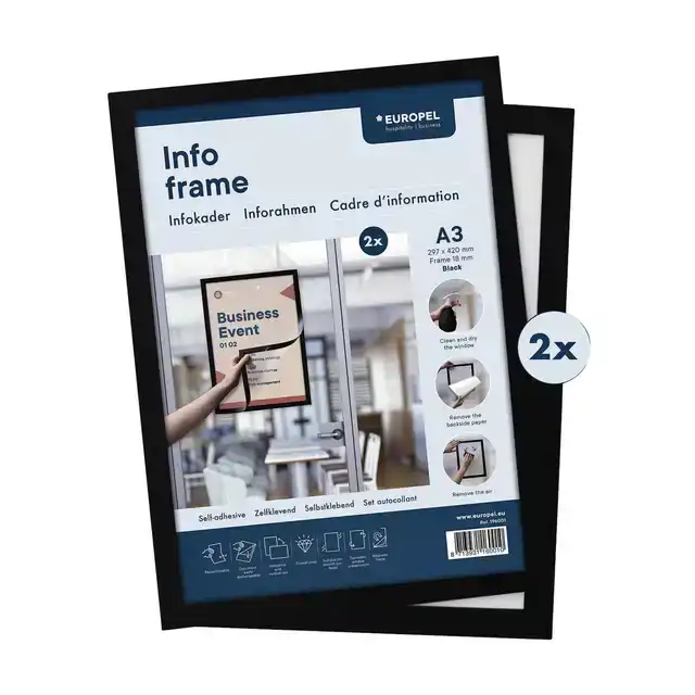 INFOKADER EUROPEL ZELFKLEVEND A3 ZWART