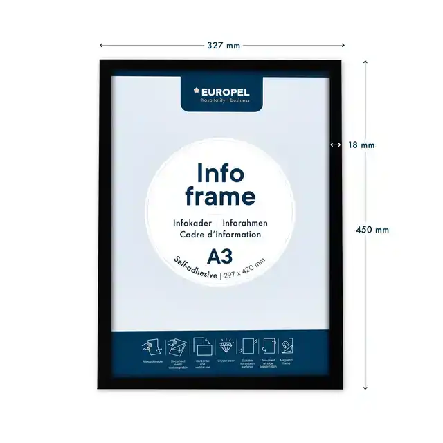 INFOKADER EUROPEL ZELFKLEVEND A3 ZWART