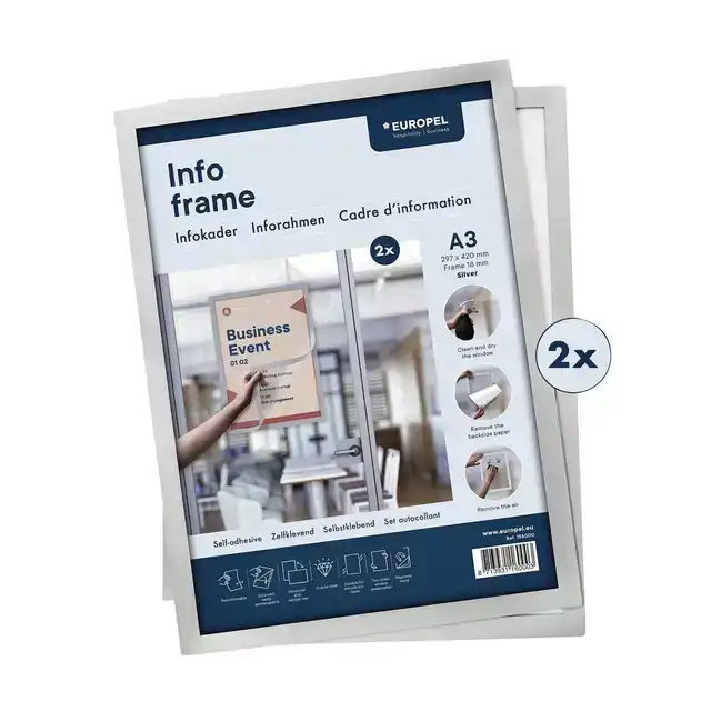INFOKADER EUROPEL ZELFKLEVEND A3 ZILVER