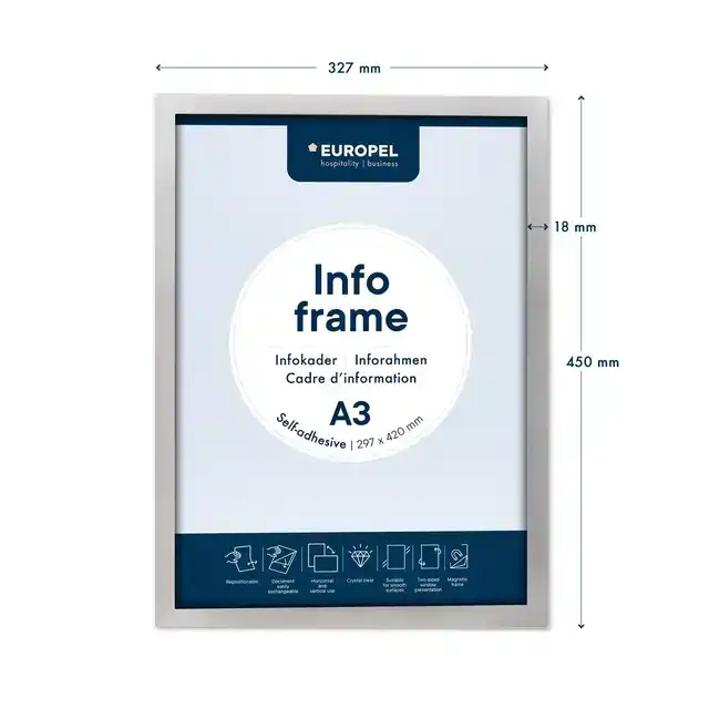 INFOKADER EUROPEL ZELFKLEVEND A3 ZILVER