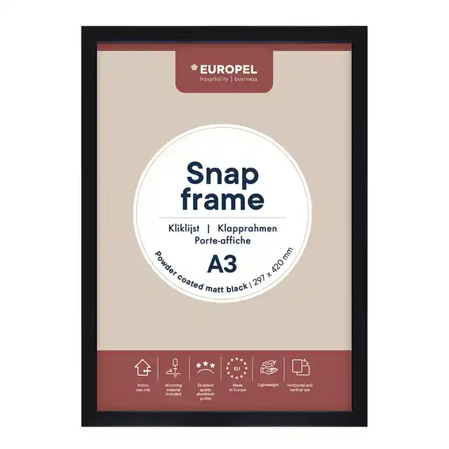 KLIKLIJST EUROPEL A3 25MM MAT ZWART