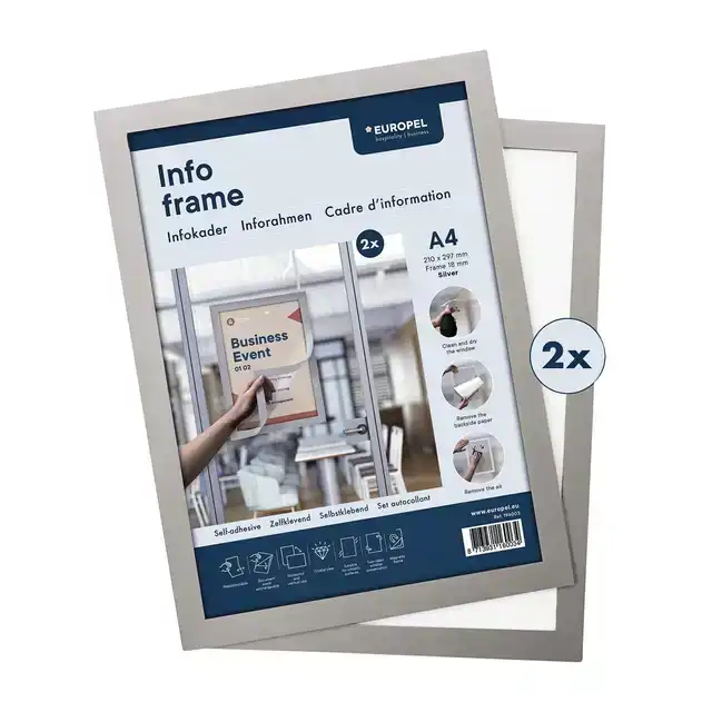 INFOKADER EUROPEL ZELFKLEVEND A4 ZILVER