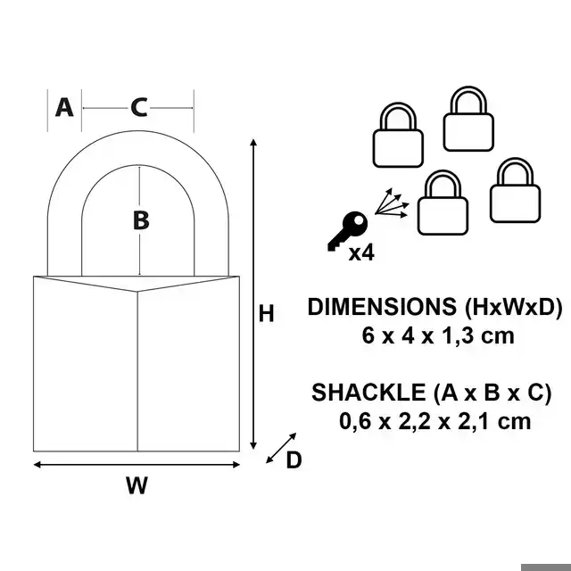 HANGSLOT MASTERLOCK 4 GELIJKSLUITEND