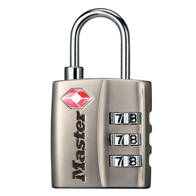 HANGSLOT MASTERLOCK 3-CIJFER TSA NIKKEL