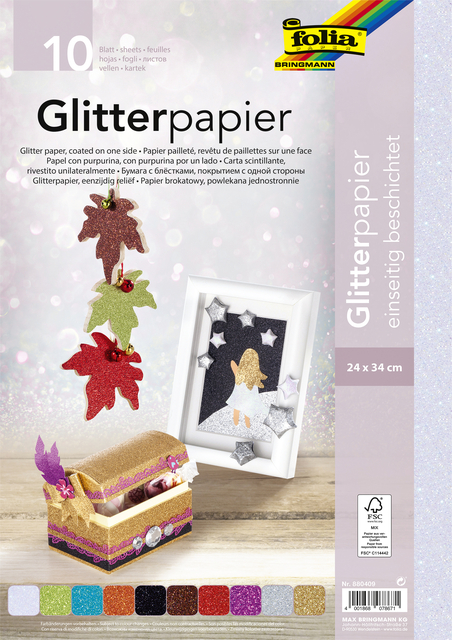 GLITTERPAPIER FOLIA 1-ZIJDIG 24X34CM