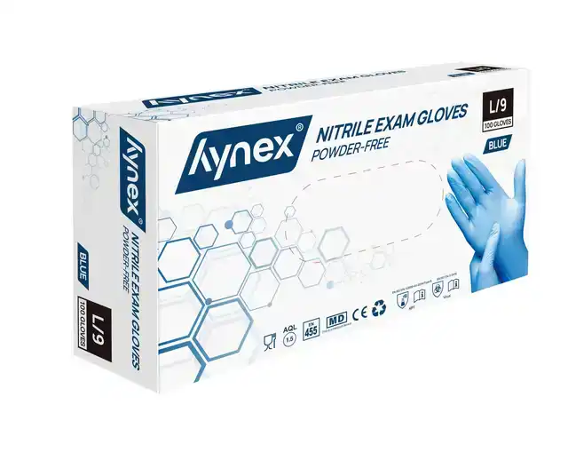 HANDSCHOEN HYNEX L NITRIL 100ST BLAUW