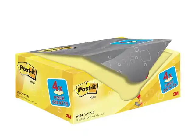 MEMOBLOK 3M POST-IT 655 76X127MM GEEL