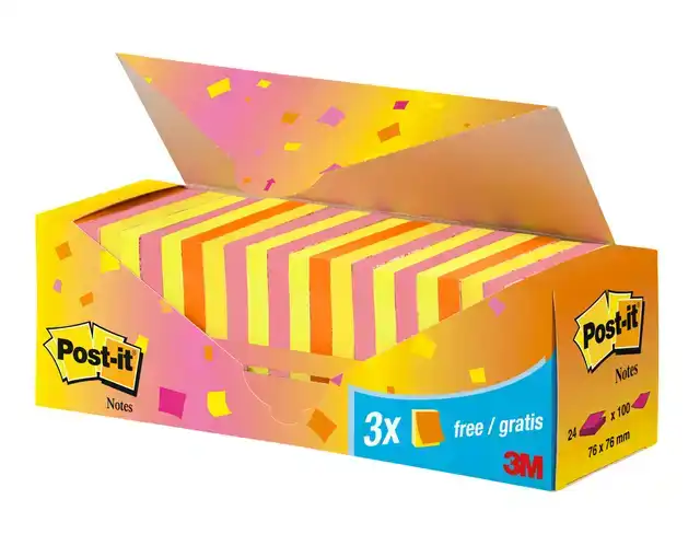 MEMOBLOK 3M POST-IT 654 76X76MM NEON