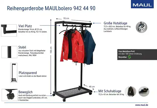 GARDEROBEREK MAUL BOLERO 166X78X46CM
