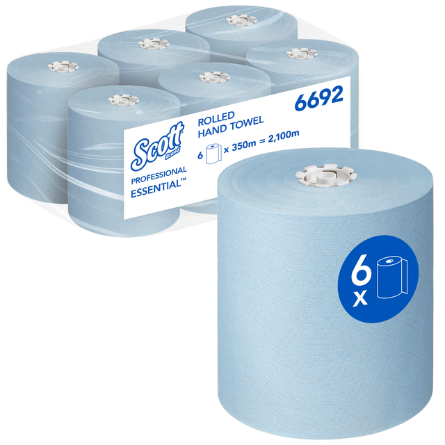 HANDDOEKROL SCOTT 1LAAGS 350M BLAUW