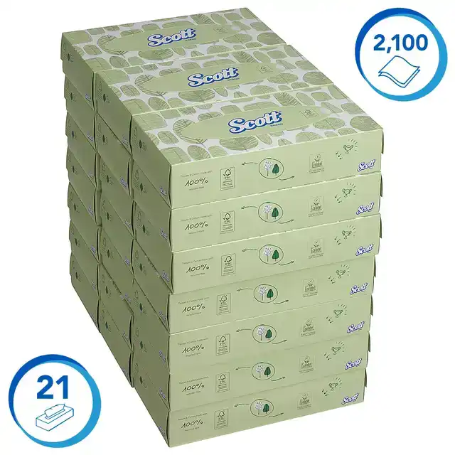 FACIAL TISSUES SCOTT 2LAAGS 100 VEL WIT
