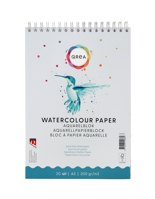 AQUARELBLOK QREA A5 20VEL 200GR SPIRAAL