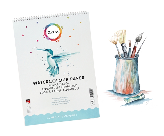 AQUARELBLOK QREA A3 20VEL 200GR SPIRAAL