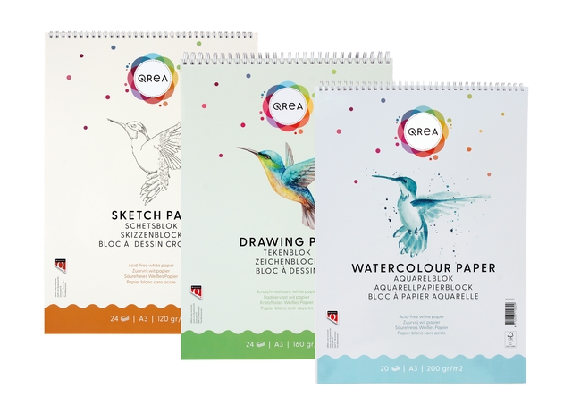 AQUARELBLOK QREA A3 20VEL 200GR SPIRAAL