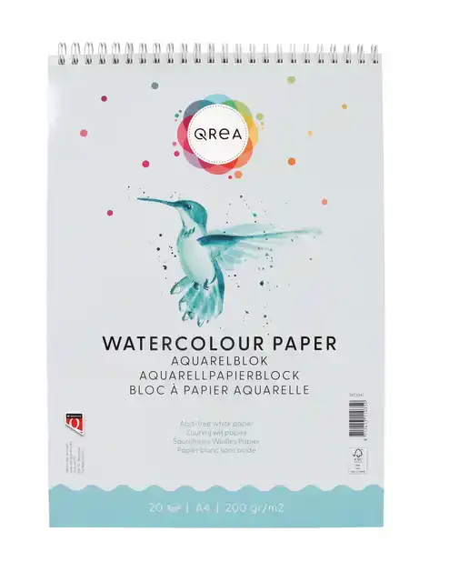 AQUARELBLOK QREA A4 20VEL 200GR SPIRAAL