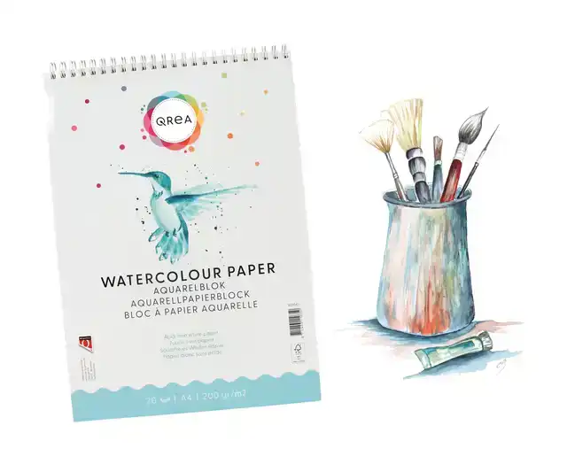 AQUARELBLOK QREA A4 20VEL 200GR SPIRAAL