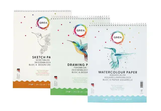 AQUARELBLOK QREA A4 20VEL 200GR SPIRAAL