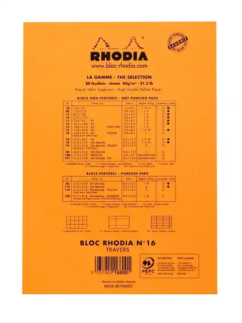 SCHRIJFBLOK RHODIA A5 LIJN 80VEL 80GR