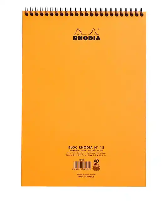 SPIRAALBLOK RHODIA A4 LIJN 160PAG 80GR