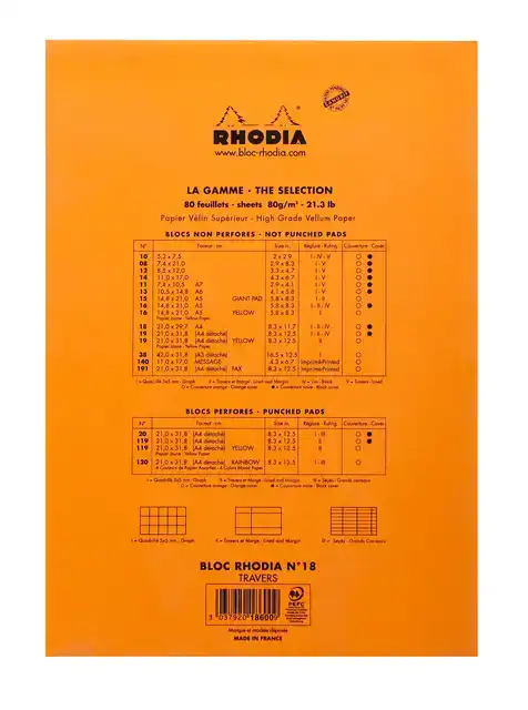 SCHRIJFBLOK RHODIA A4 LIJN 80VEL 80GR