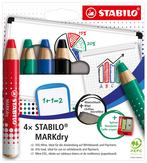 WHITEBOARDPOTLOOD STABILO MARKDRY 648/4