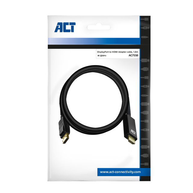 KABEL ACT DISPLAYPORT NAAR HDMI 4K 1.8