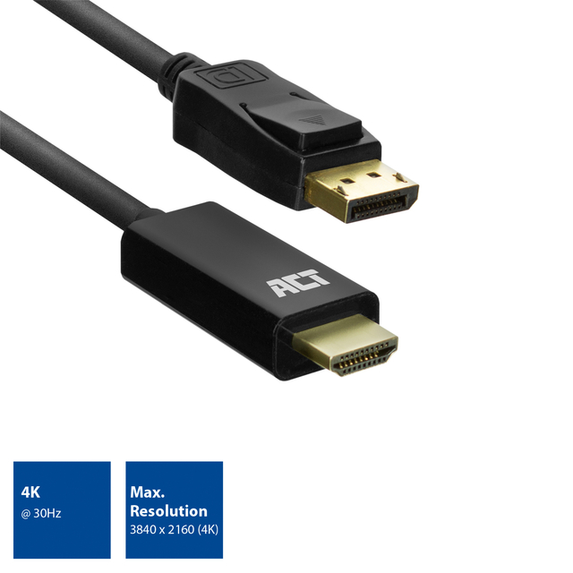 KABEL ACT DISPLAYPORT NAAR HDMI 4K 1.8