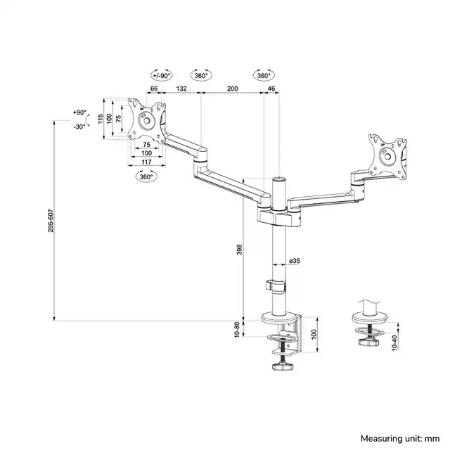 MONITORARM NEOMOUNTS DS60-425BL2 ZWART