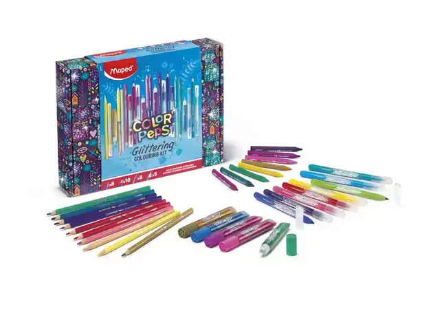 TEKENSET MAPED COLORPEPS GLITTER