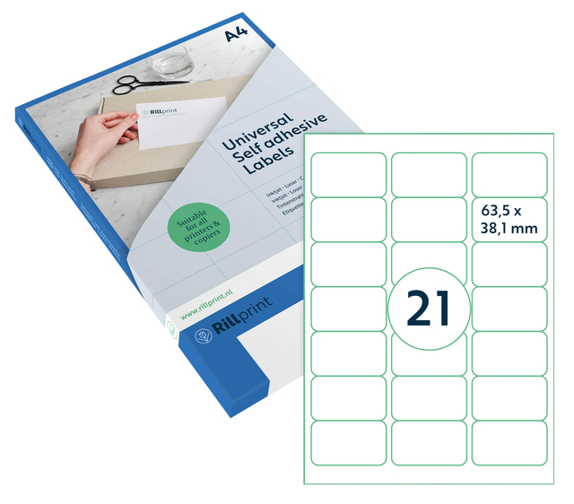 ETIKET RILLPRINT 63.5X38.1MM MAT