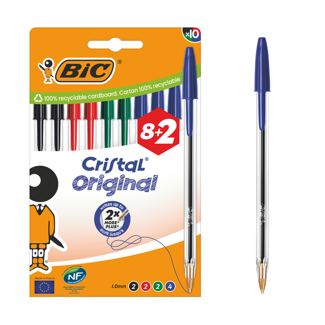 BALPEN BIC CRISTAL M 10ST ASSORTI