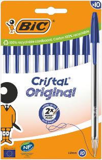 BALPEN BIC CRISTAL M 10ST BLAUW