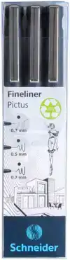 FINELINER SCHNEIDER PICTUS 3ST ZWART