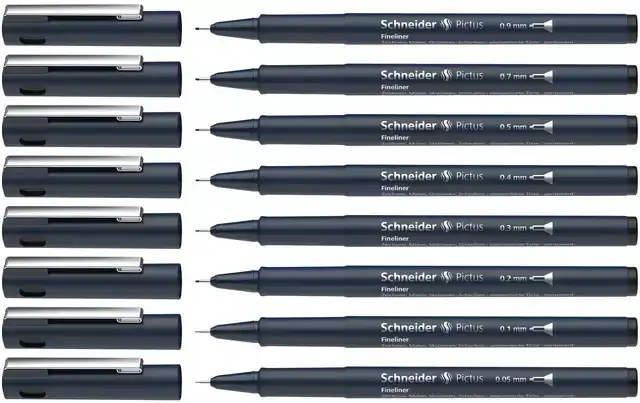 FINELINER SCHNEIDER PICTUS 8ST ZWART