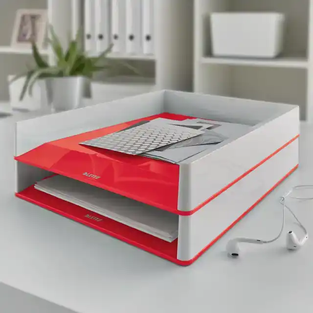 BRIEVENBAK LEITZ WOW A4 WIT/ROOD