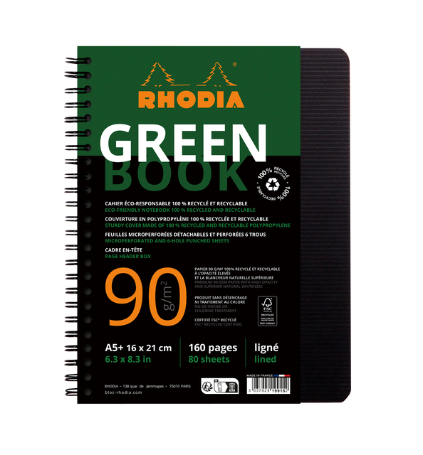 NOTBK RHODIA GREENBOOK A5 LIJN 6-G 180