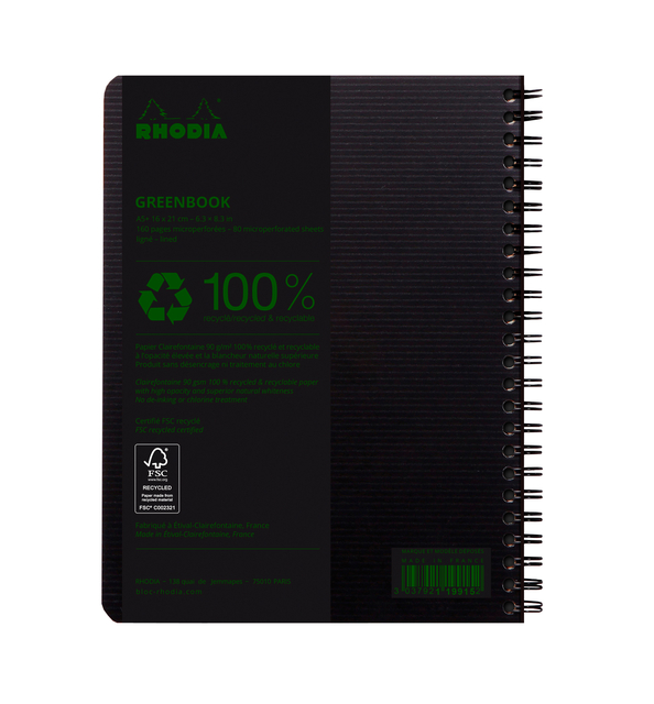 NOTBK RHODIA GREENBOOK A5 LIJN 6-G 180