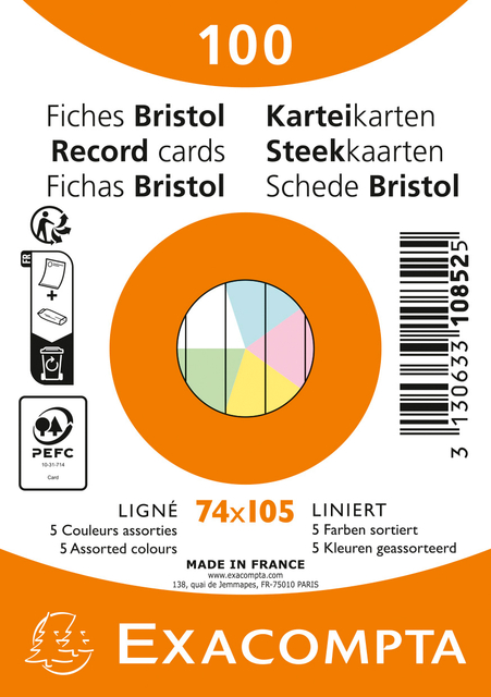 FLASHCARD EXACOMPTA 74X105MM LIJN 5
