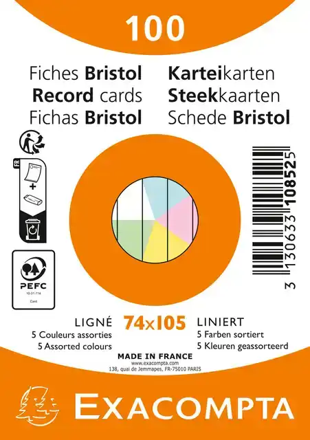 FLASHCARD EXACOMPTA 74X105MM LIJN 5