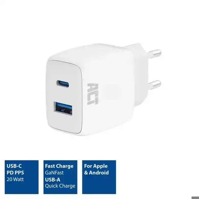 20W LADER 2-POORTS USB A+C PPS