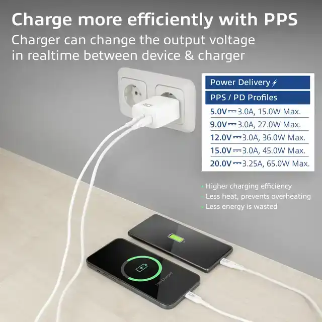 65W LADER 2-POORTS USB C PPS
