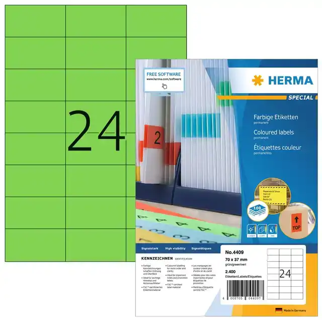 ETIKET HERMA 4409 70X37MM GROEN 2400