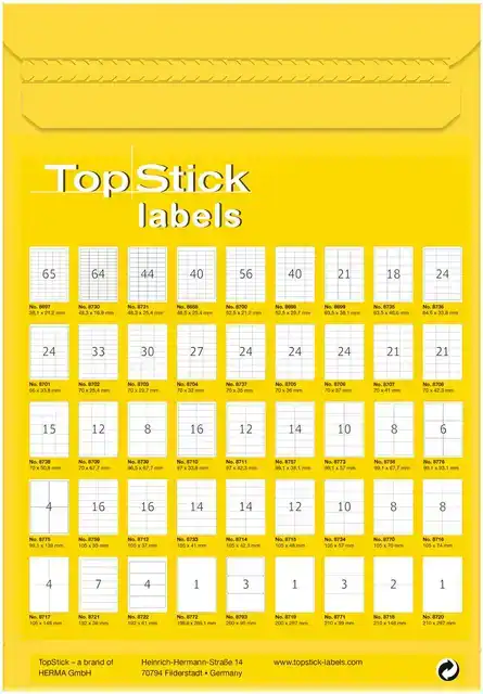ETIKET TOPSTICK 8701 66X33.8MM WIT