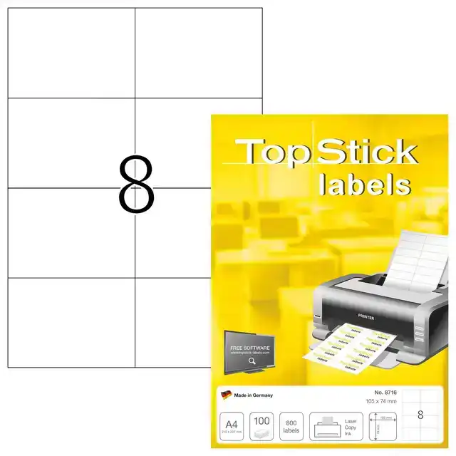 TOPSTICK-ETIKETTEN 105X74MM 800